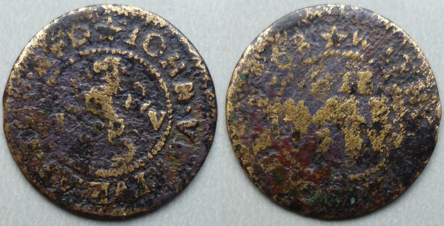 Aldgate Without, John Vertue AT THE RED (lion) 1668 halfpenny Aldgate Without, John Vertue AT THE RED (lion) 1668 halfpenny